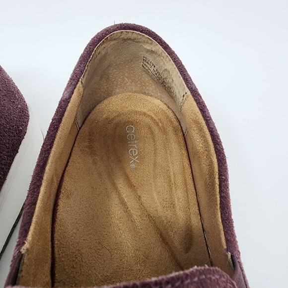 Aetrex Slip-on Comfort Sneakers Women 10M Kenzie Burgundy Leather Snake Texture - Picture 5 of 11